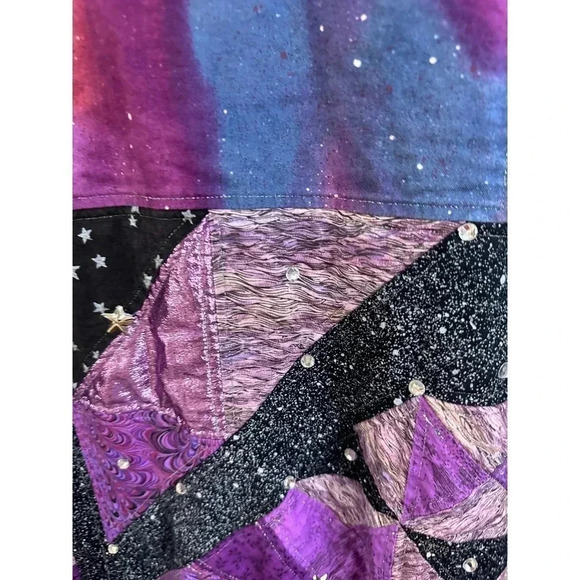 Women's Purple & Blue Long Sleeve Open Front Multi Pattern Jacket One Size - Picture 3 of 7